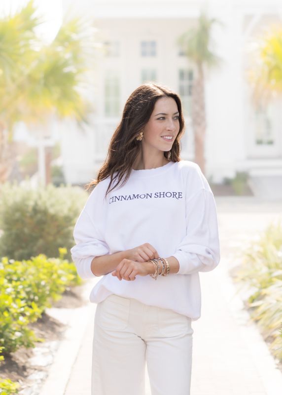 Cinnamon Shore White Corded Pullover