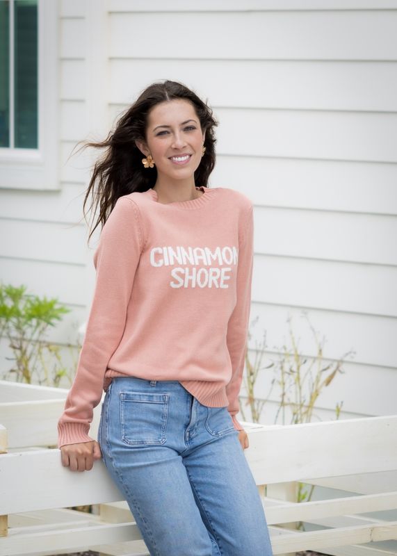 Ellsworth + Ivey Pink Cinnamon Shore Intarsia Sweater