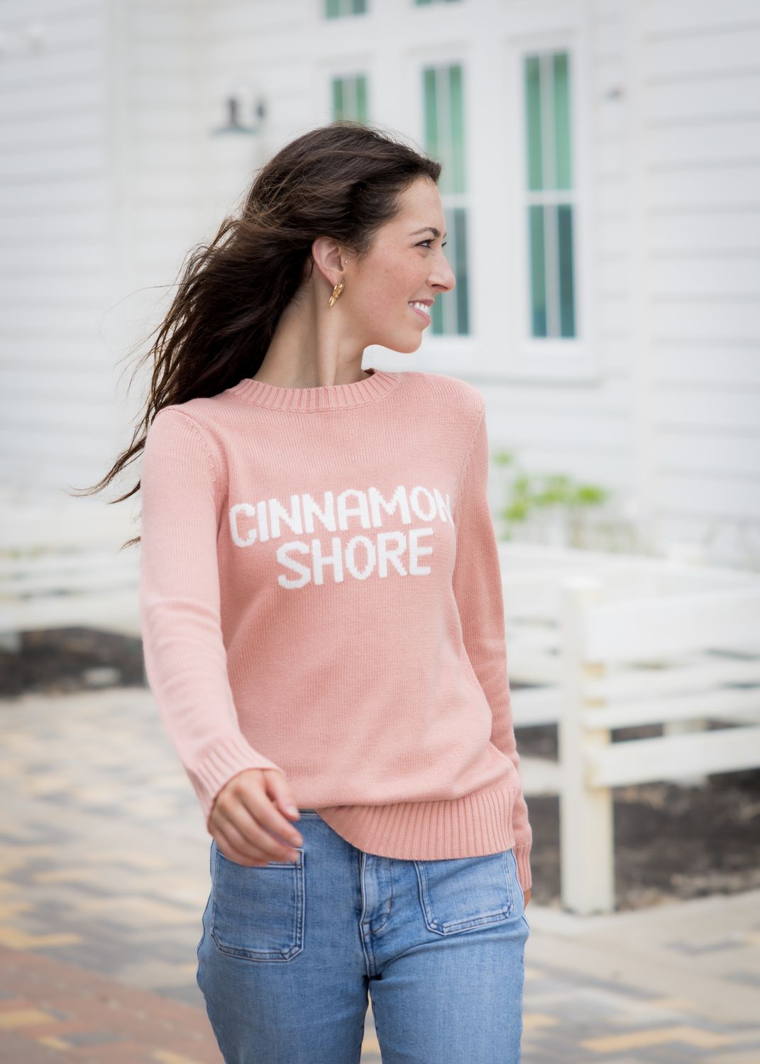 Ellsworth + Ivey Pink Cinnamon Shore Intarsia Sweater, Size: X-Small