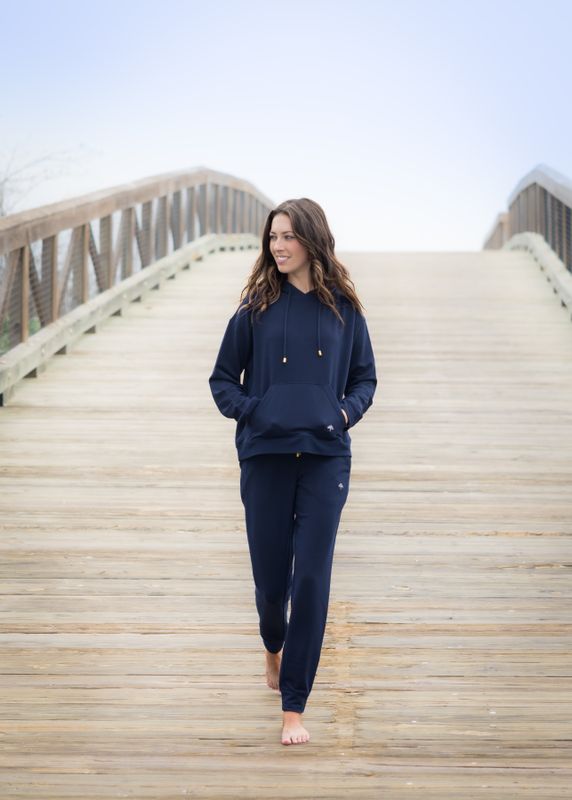 Helen Jon Navy Embroidered Luxe Hoodie