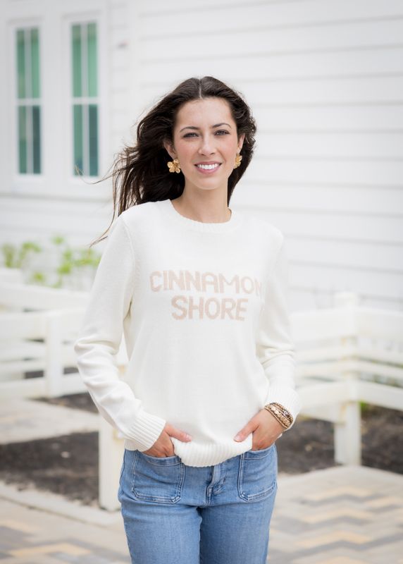 Ellsworth + Ivey Cream Cinnamon Shore Intarsia Sweater