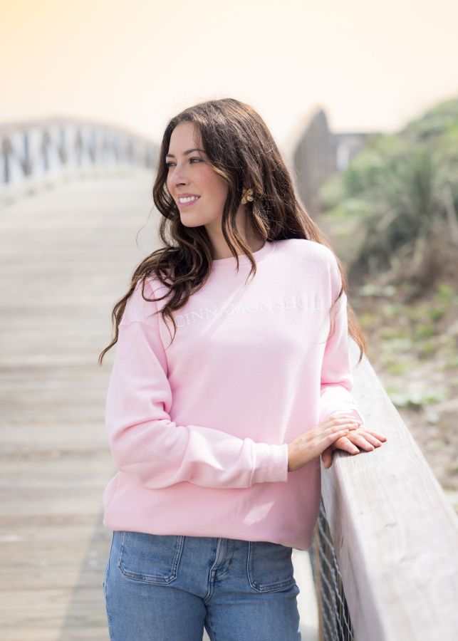 Baby Pink Beachfront Adult Sweatshirt, Size: 2XL