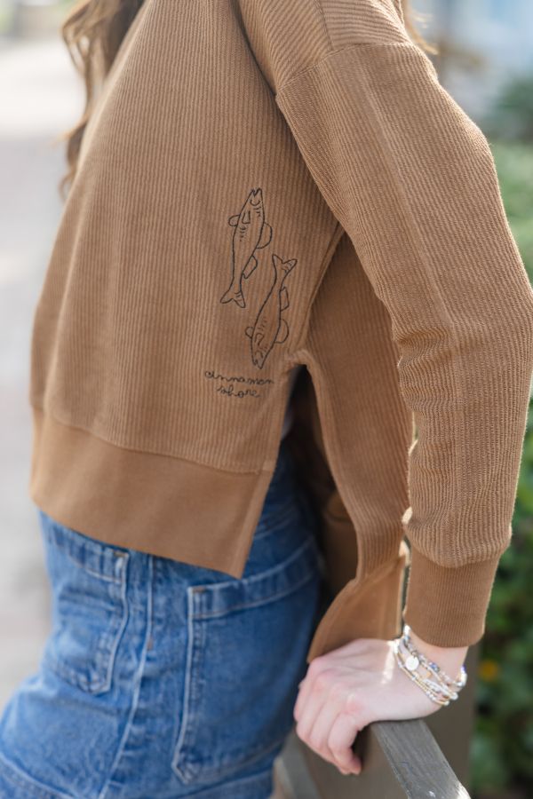 Brown Fishies Rib Tunic