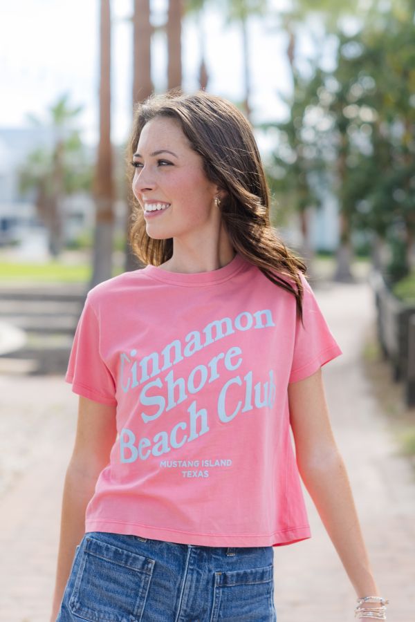 Cinnamon Shore Beach Club Crop Tee - Hibiscus