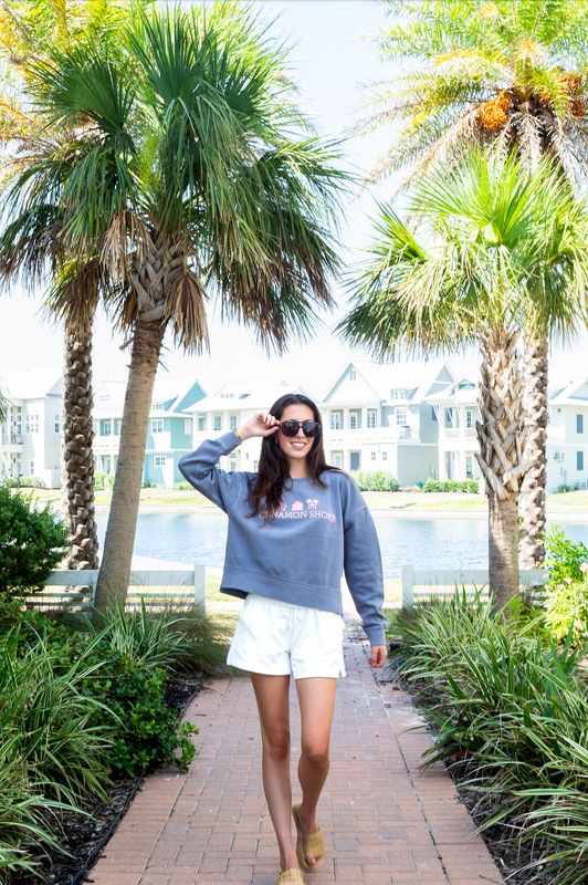 Ocean Cinnamon Shore Icons Crop Sweatshirt