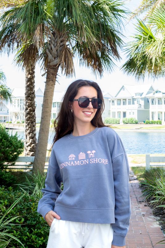 Ocean Cinnamon Shore Icons Crop Sweatshirt