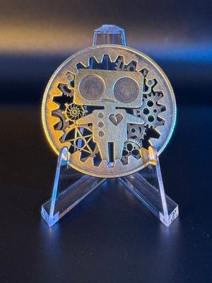 Happy/Sad Robot Decision Coin - Cut Through