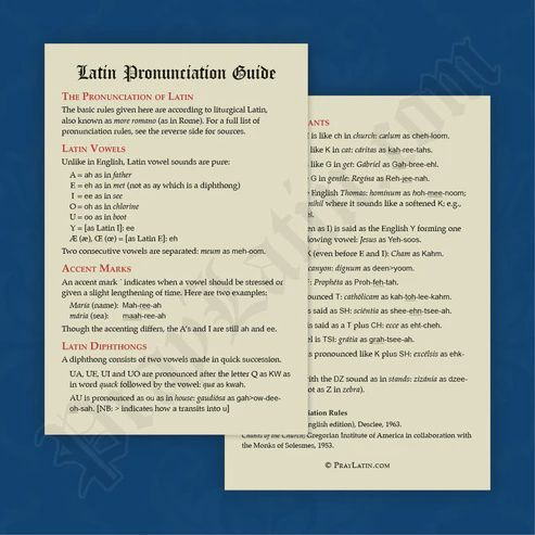 Latin Pronunciation Guide (Holy Card)