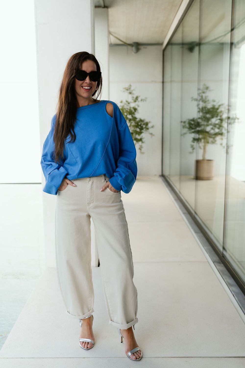 Cutout Sweatshirt Cobalt