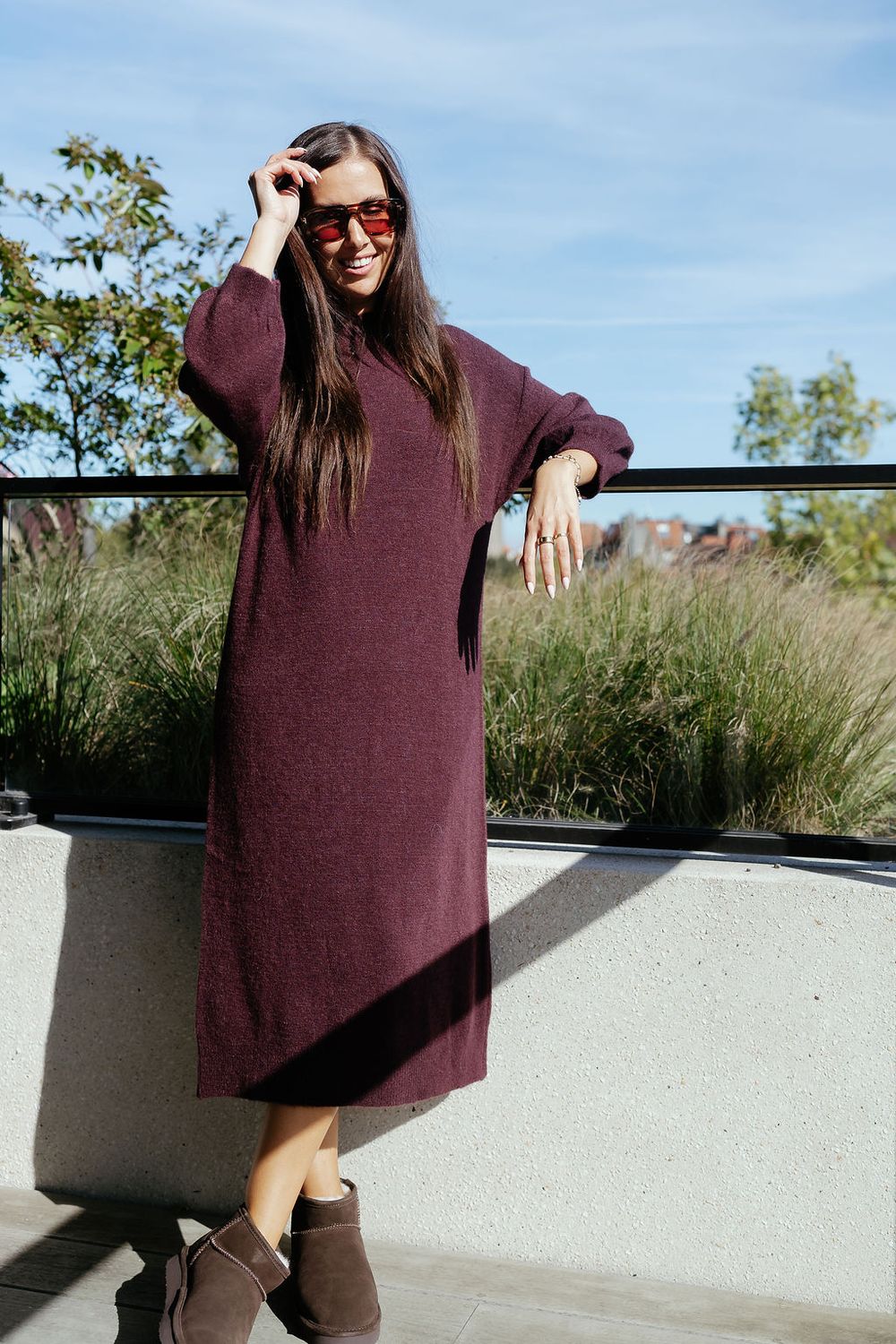 Mila Knitted Dress Aubergine
