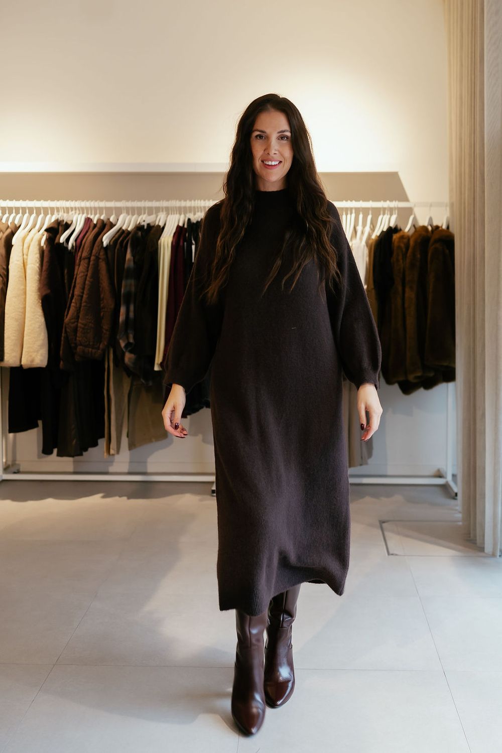 Mila Knitted Dress Brown