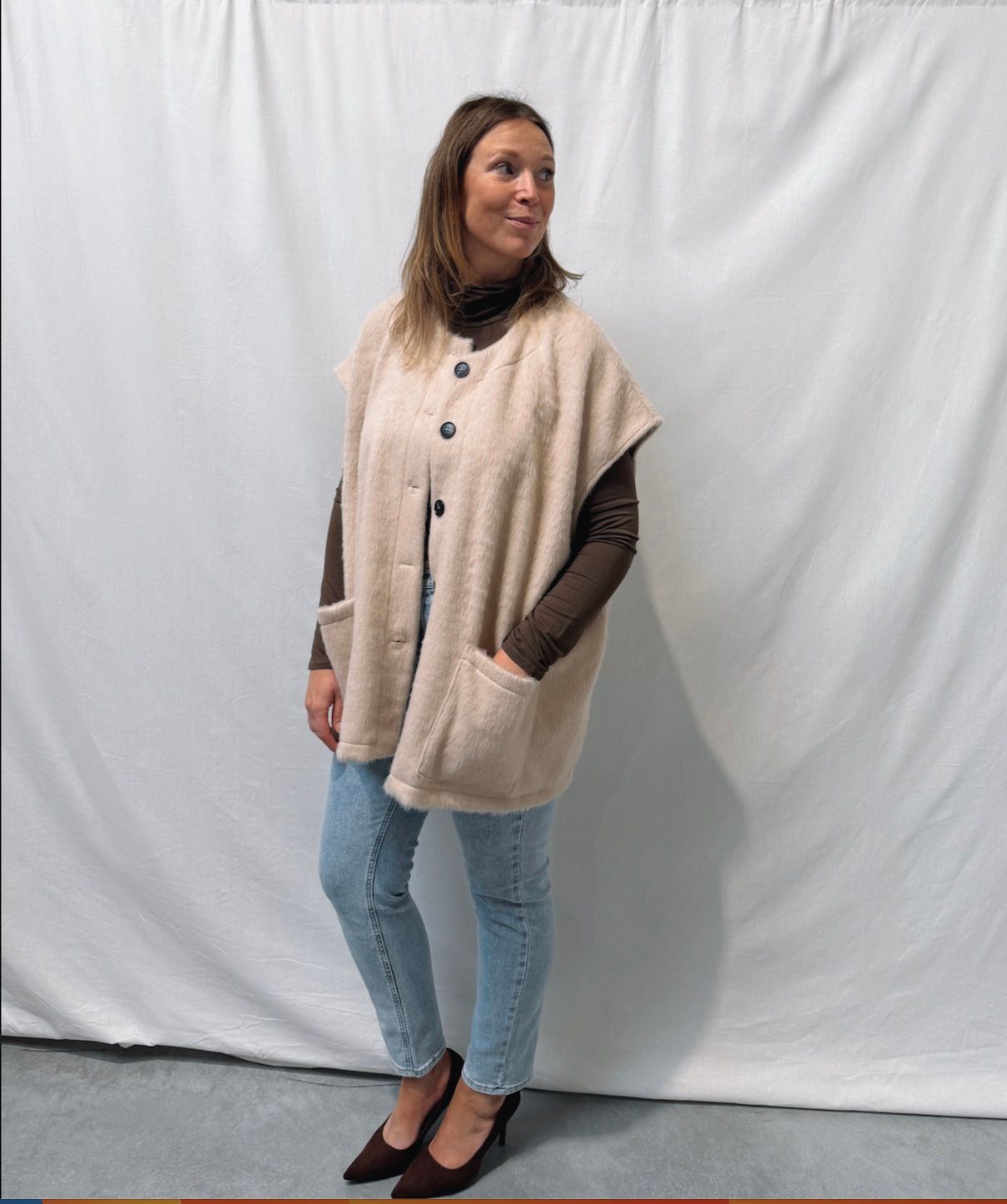 Teddy Vest Beige