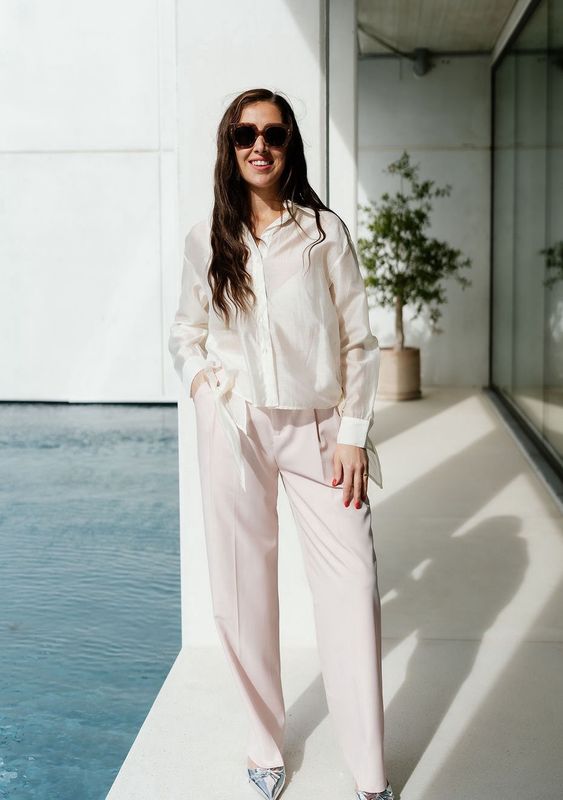 Shirt Tie Detail Iris Egret