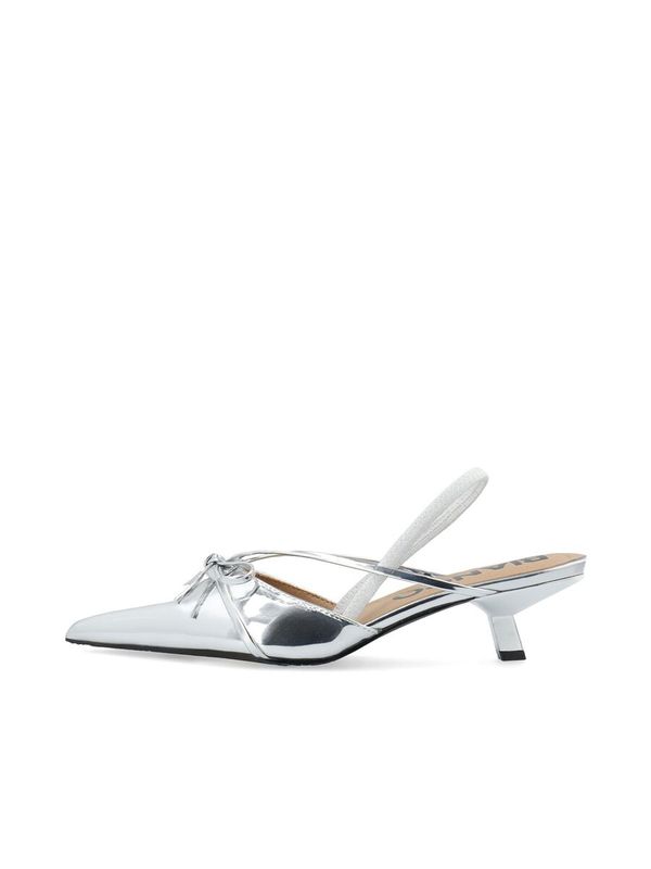Slingback Kitten Heel Bow Kristin Silver MIrror