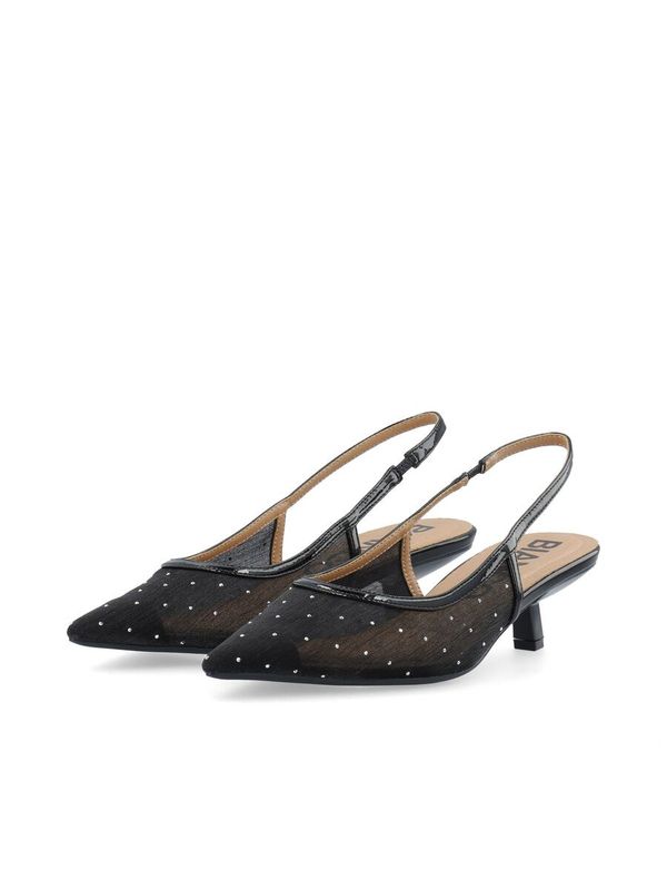 Slingback Kitten Heel Mesh Kristin Black Rhinestone