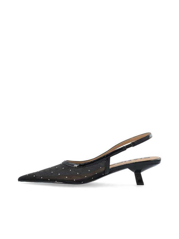 Slingback Kitten Heel Mesh Kristin Black Rhinestone