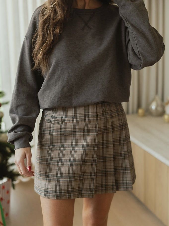 Kiara Mini Skort Checkered Brown (XS)