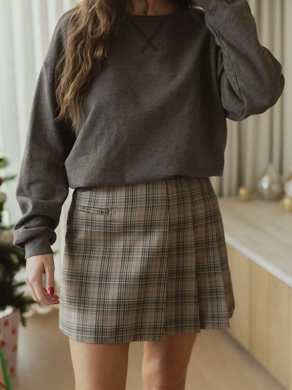 Kiara Mini Skort Checkered Brown (XS)