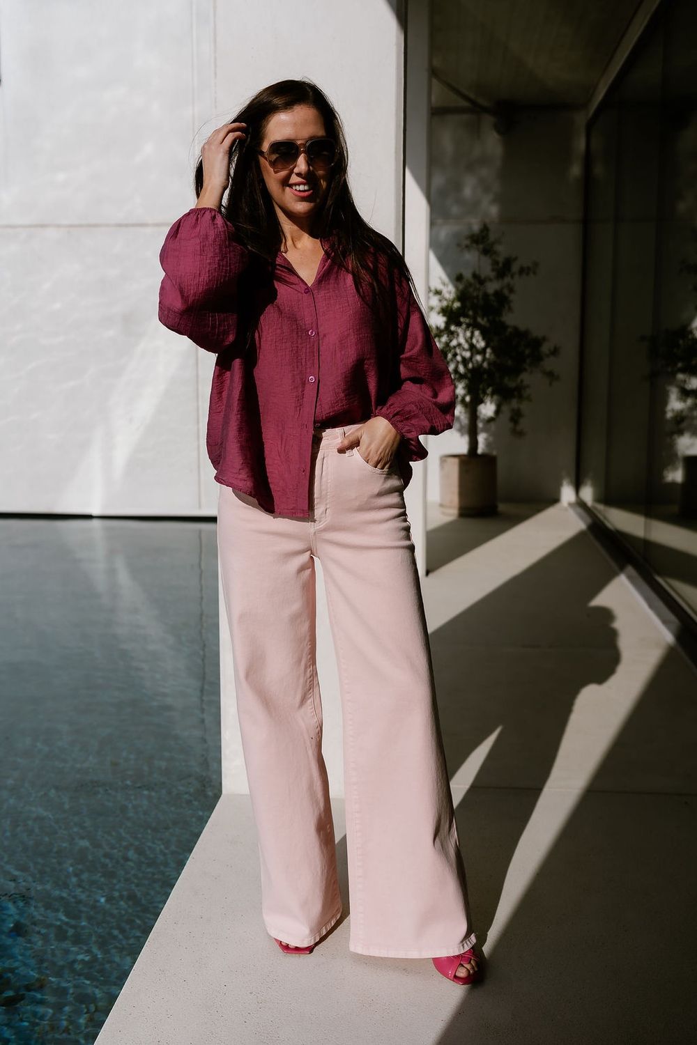 Extra Wide Leg Jeans Pastel Pink