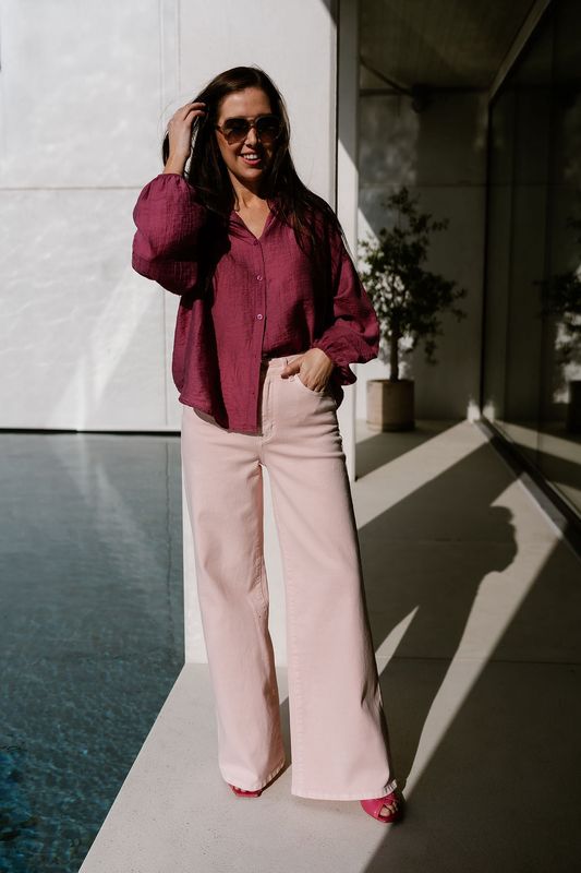 Extra Wide Leg Jeans Pastel Pink