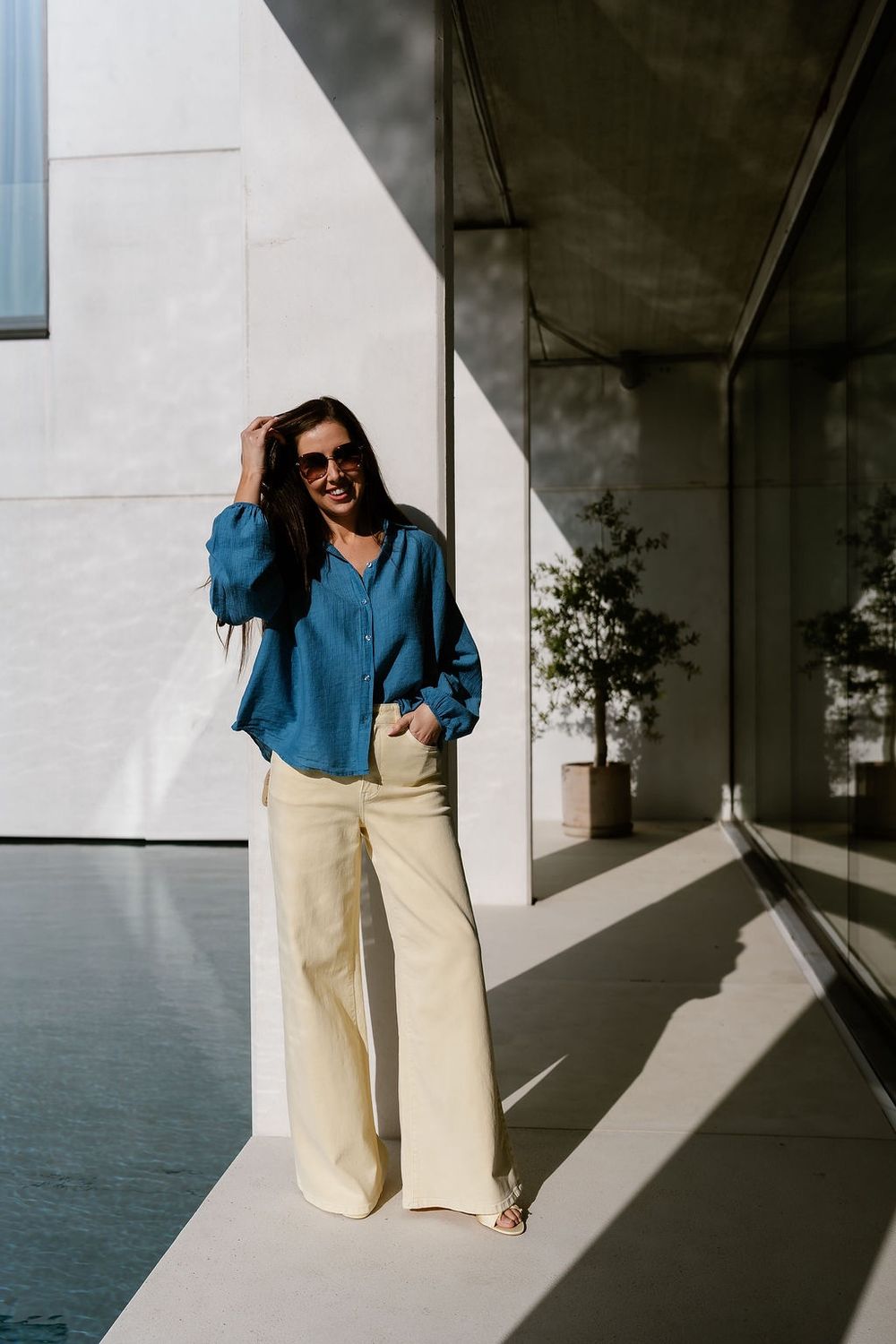 Extra Wide Leg Jeans Pastel Yellow