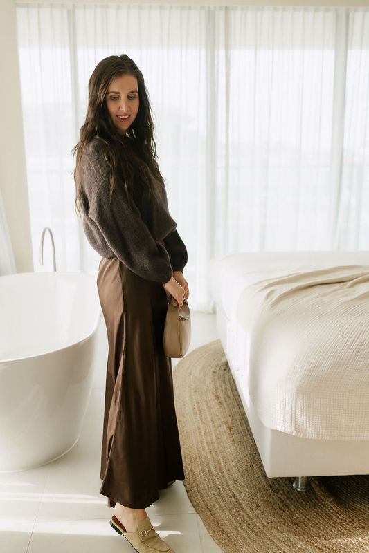 Satin Skirt Vega Chocolate