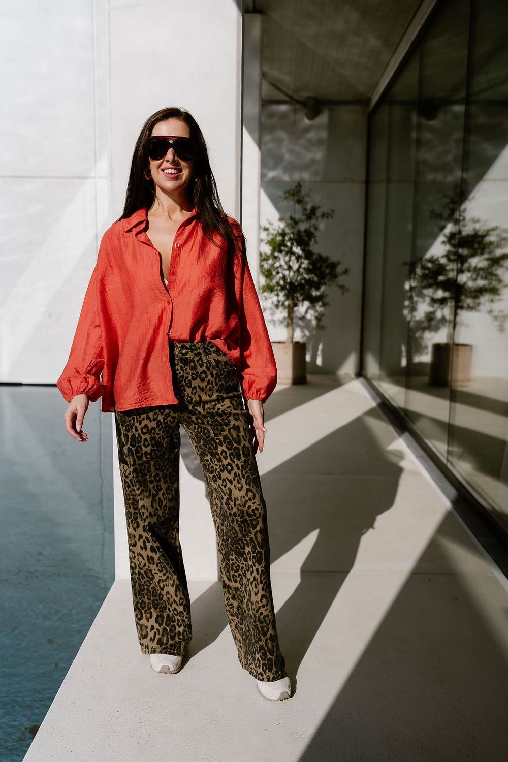 Wide Leg Jeans Leopard