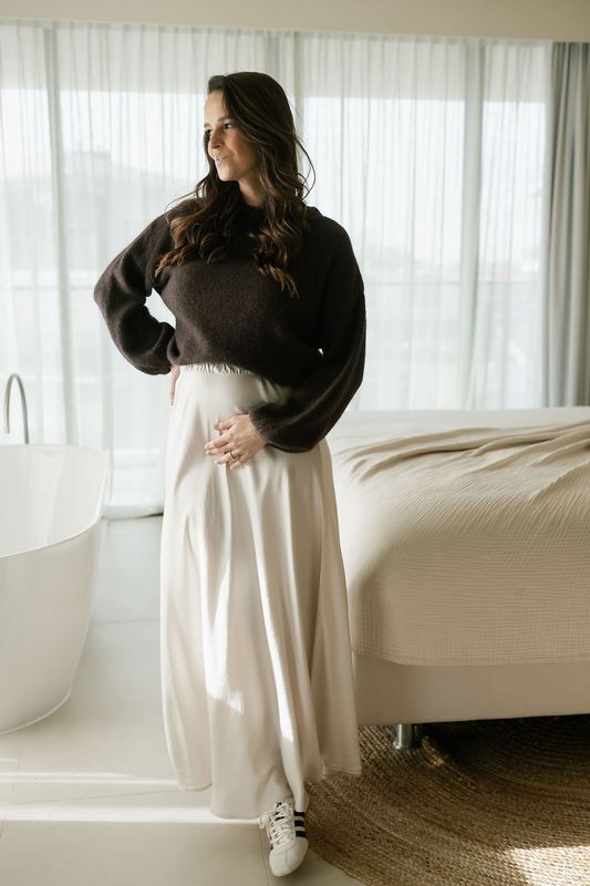 Satin Skirt Vega Ecru