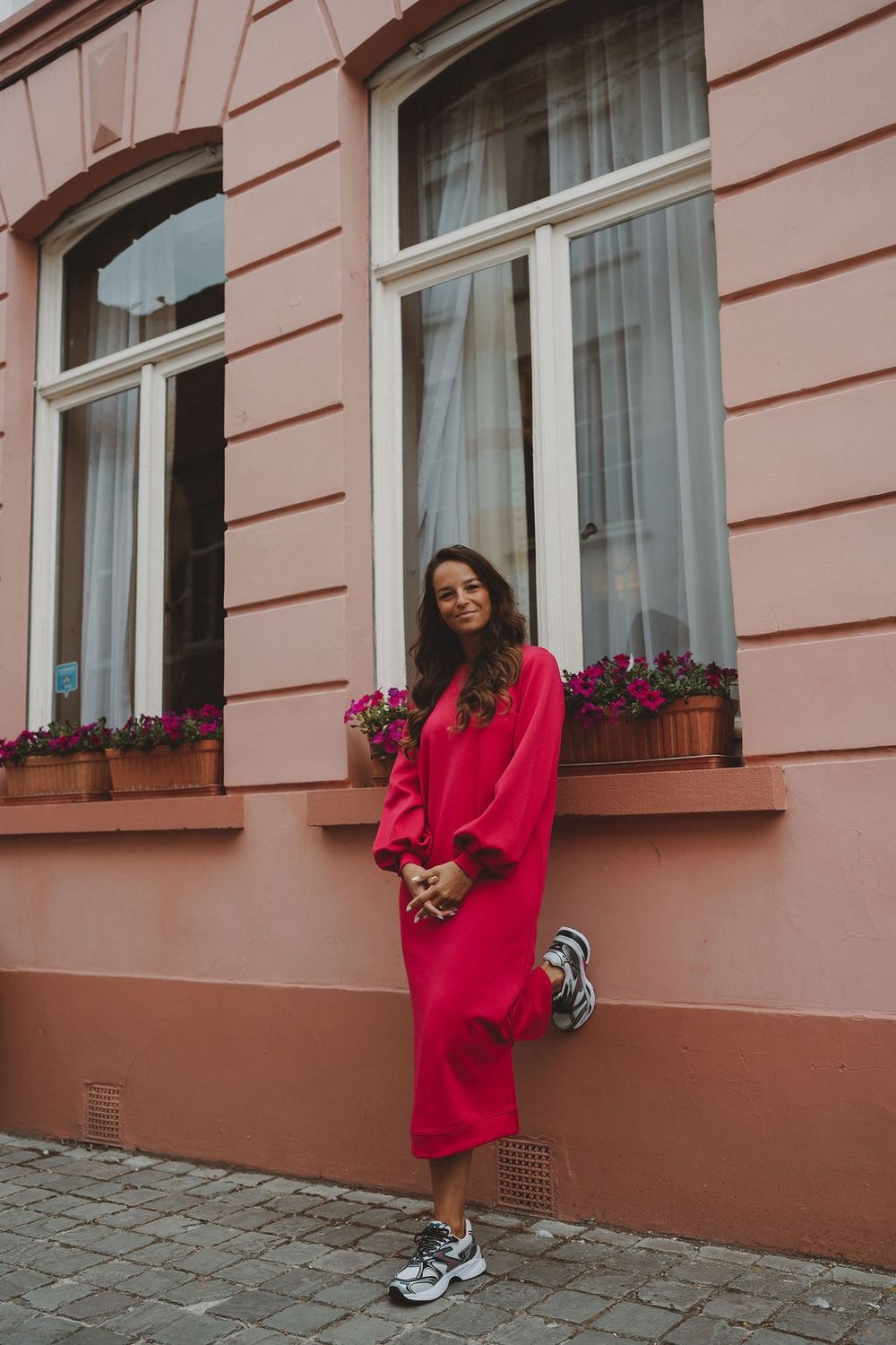 SC Blouse Sweater Dress Pitaya