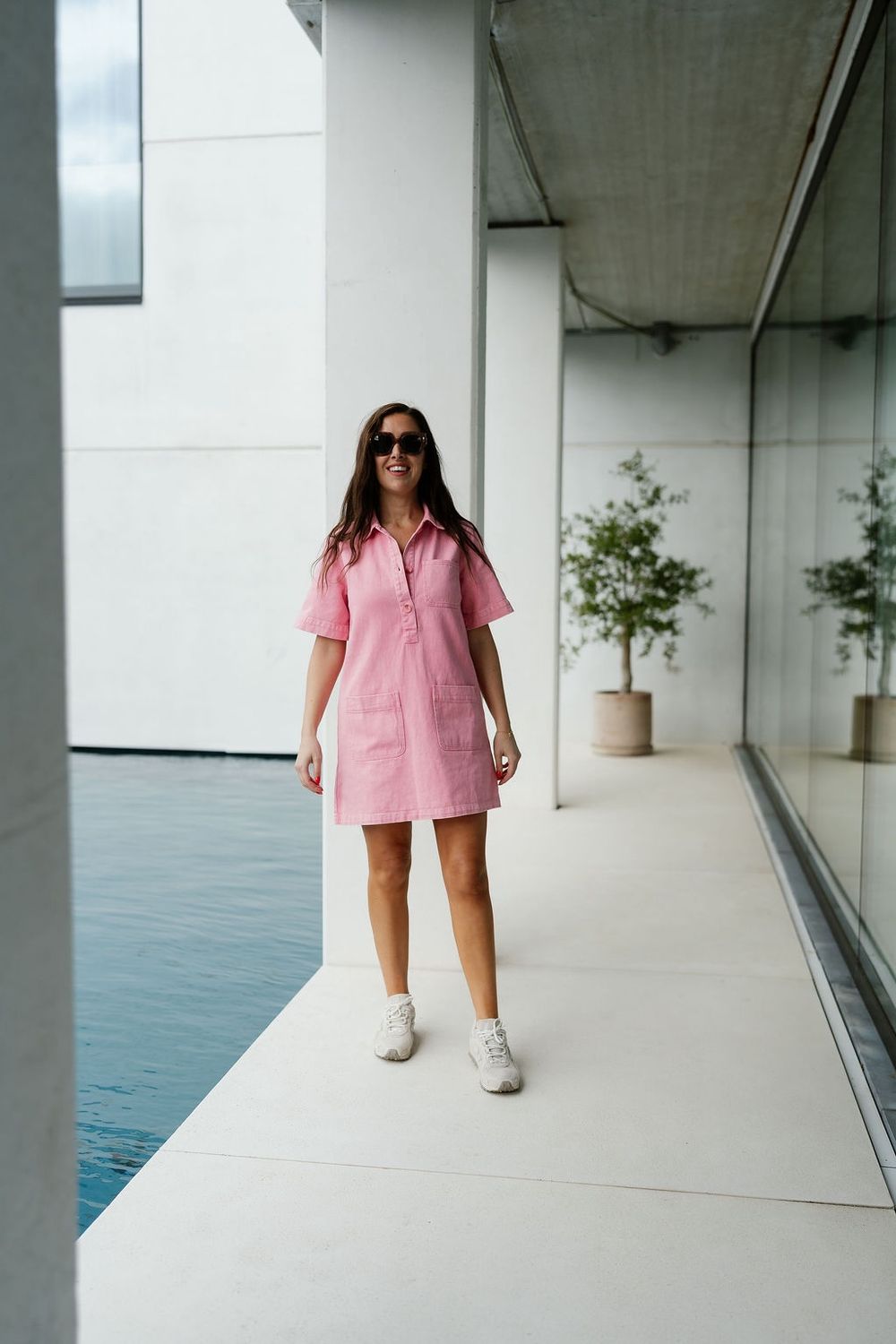 Straight Denim Dress Pink