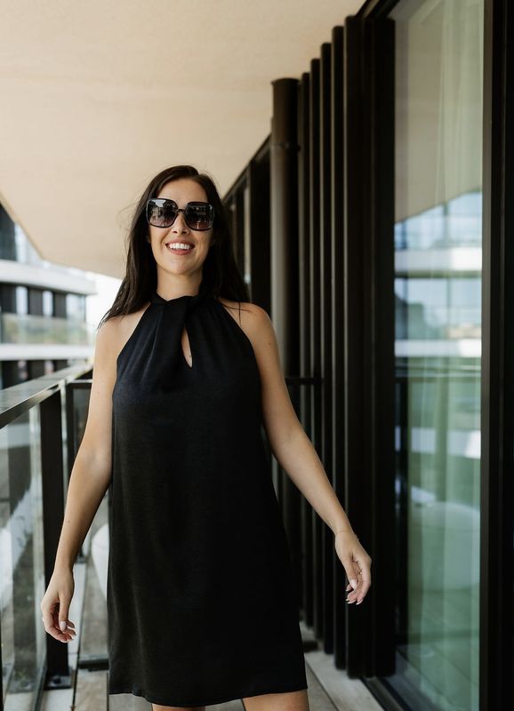 Mini Satin Dress Elle Black