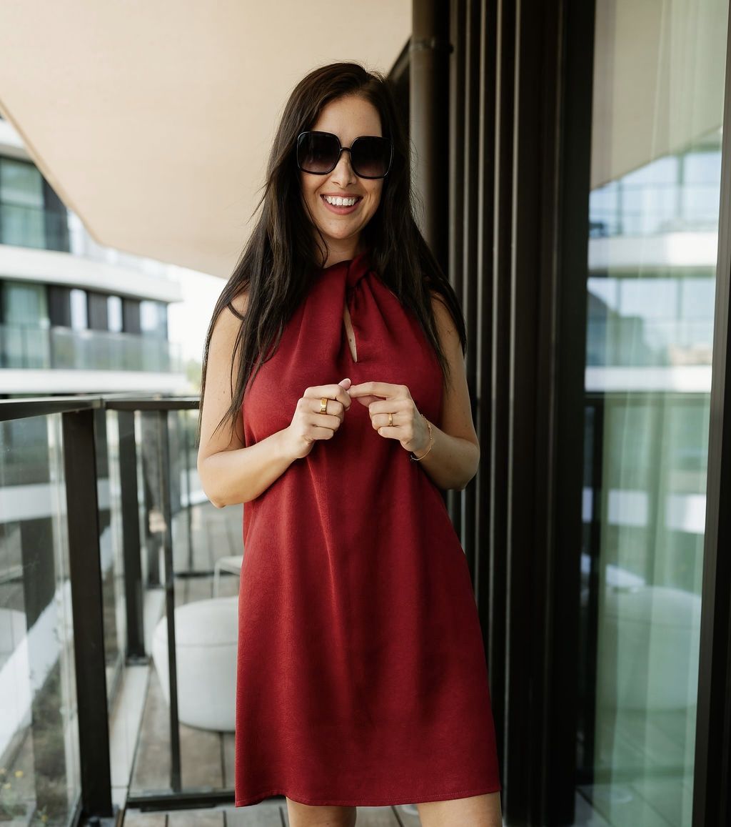 Mini Satin Dress Elle Burgundy