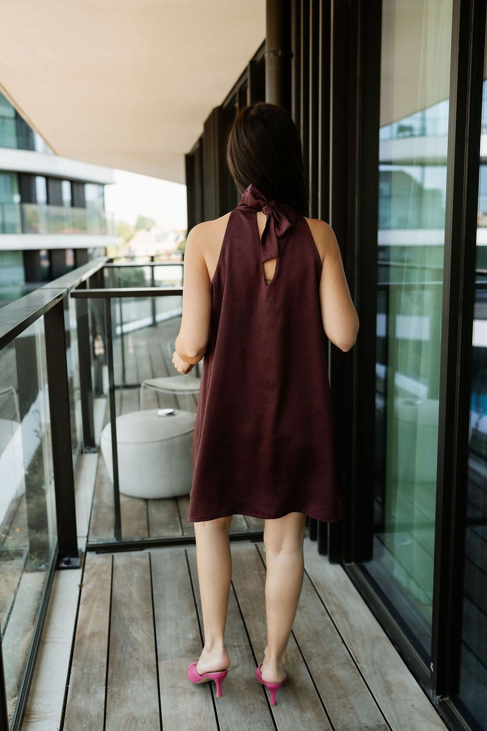 Mini Satin Dress Elle Grape