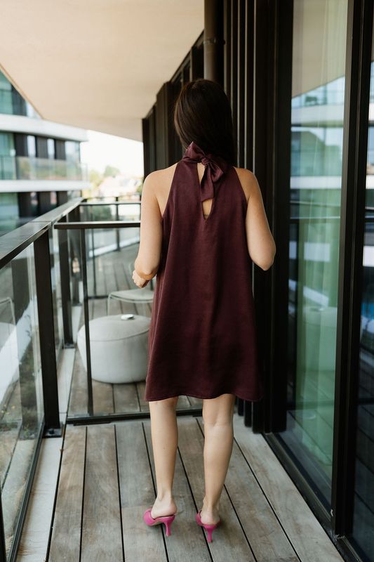 Mini Satin Dress Elle Grape