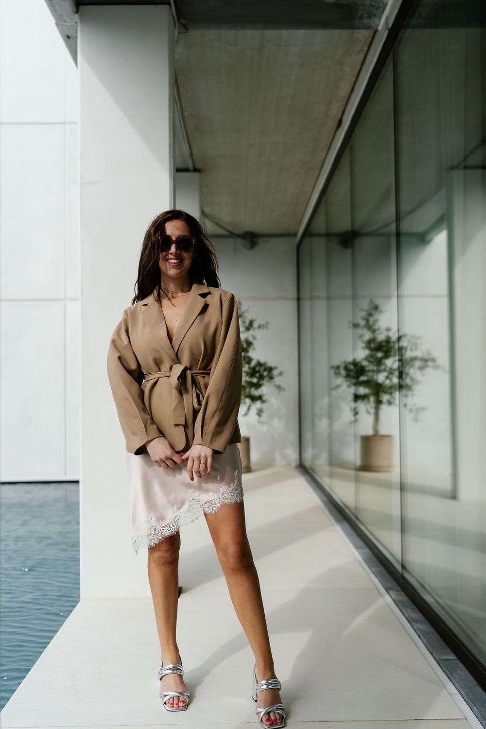 Satin Lace Skirt Champagne