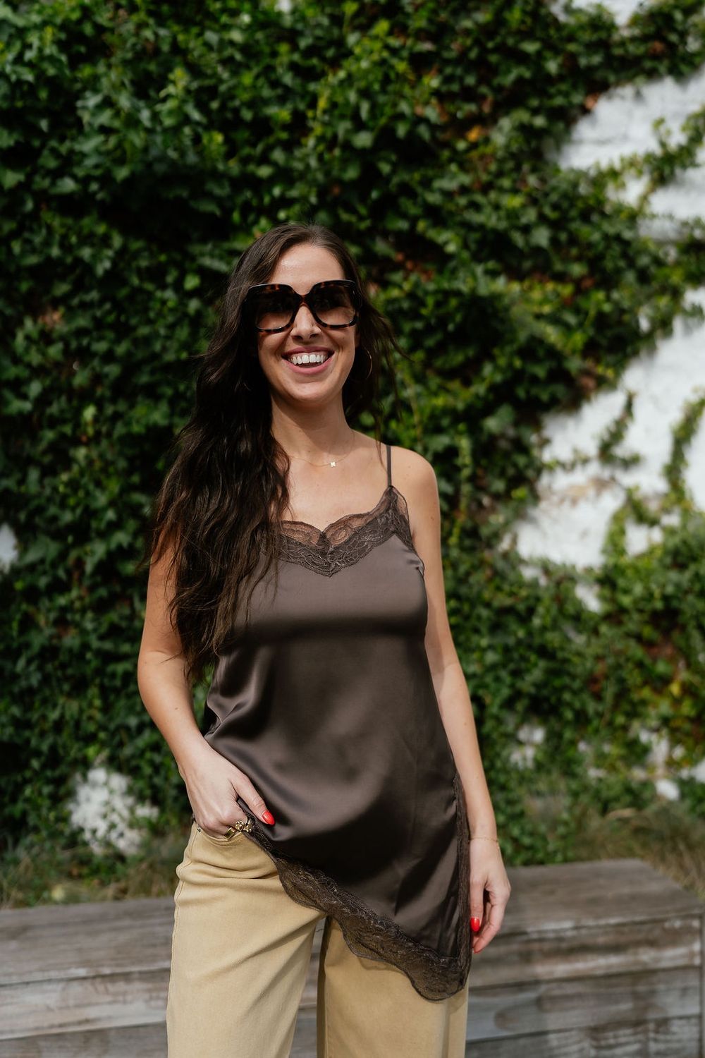 Lace Strap Top Eveline Chocolate