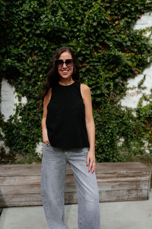 Linen Blend Top Luisa Black