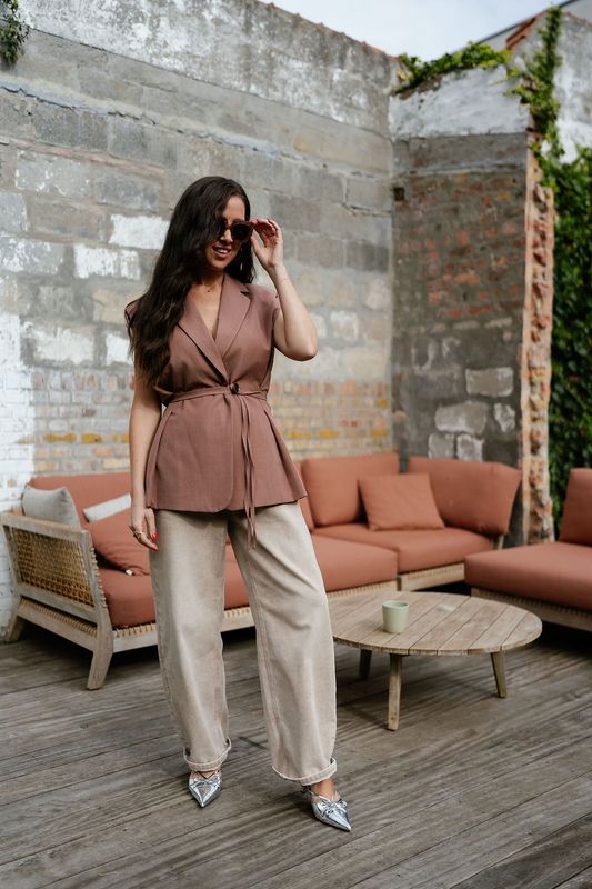 Vest Button Strap Mocha