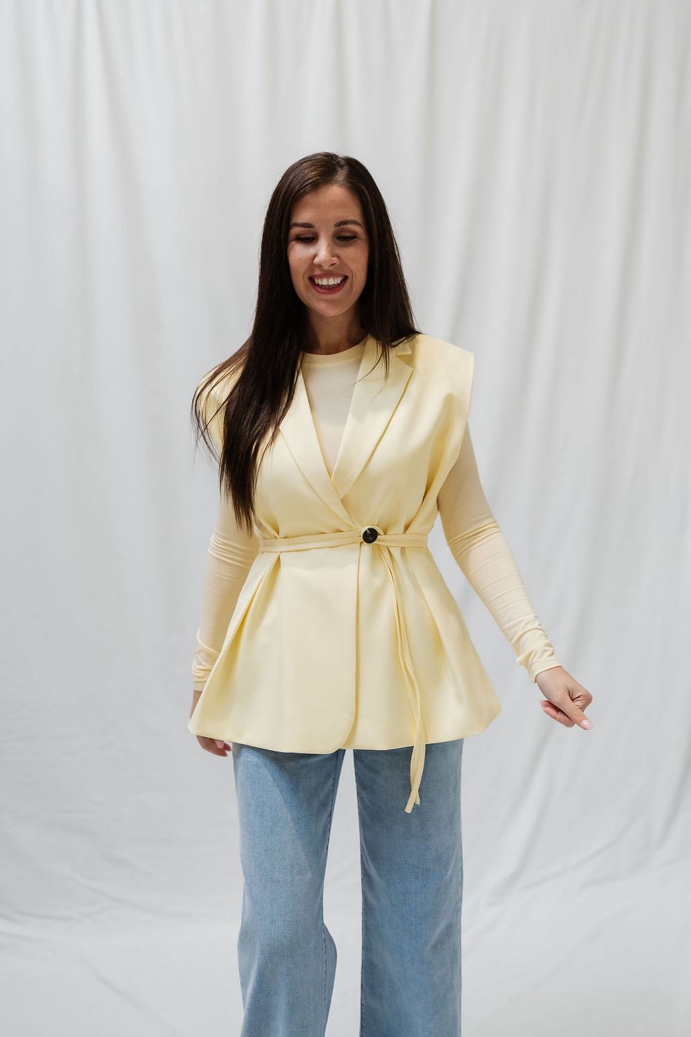 Vest Button Strap Pastel Yellow