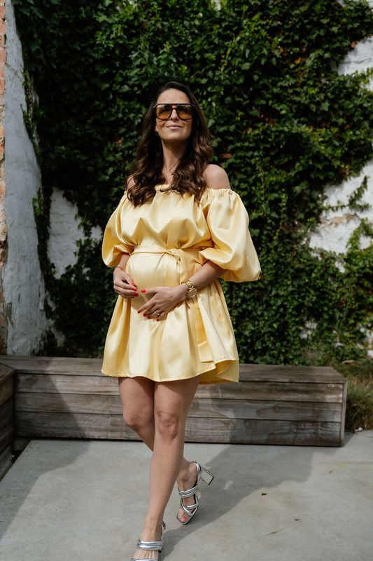 Off Shoulder Dress Chloé Pastel Yellow