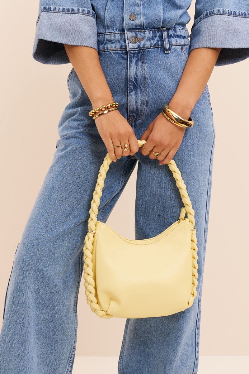 MY Yellow Shoulder Bag With Braid
