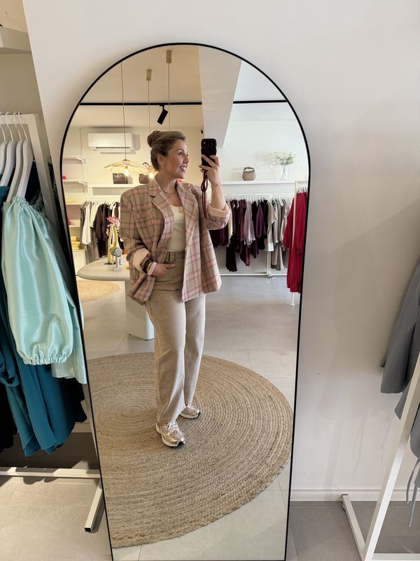 Oversized Blazer Manon Checkered Pink/Beige