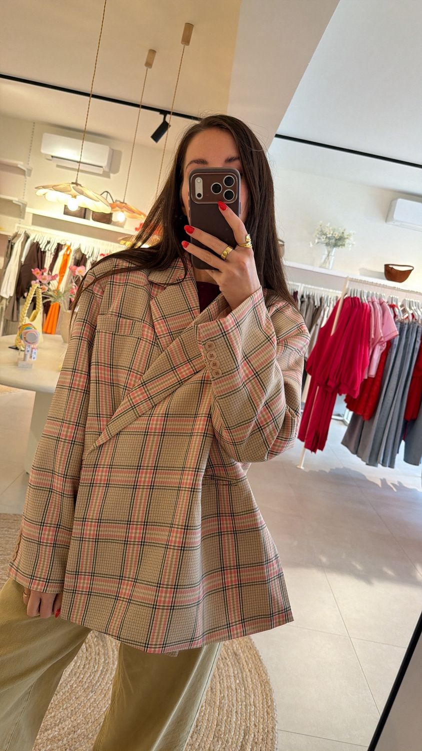 PREORDER Oversized Blazer Manon Checkered Pink