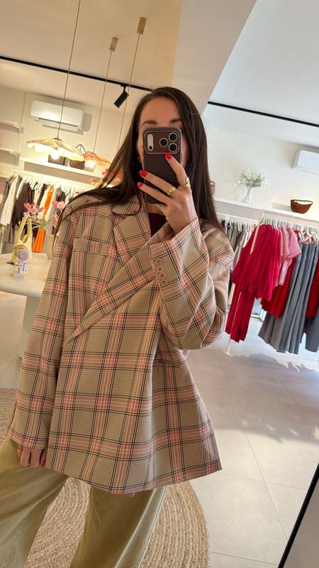 PREORDER Oversized Blazer Manon Checkered Pink
