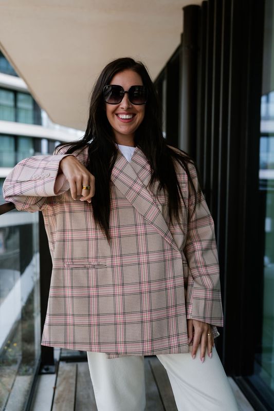 Oversized Blazer Manon Checkered Pink