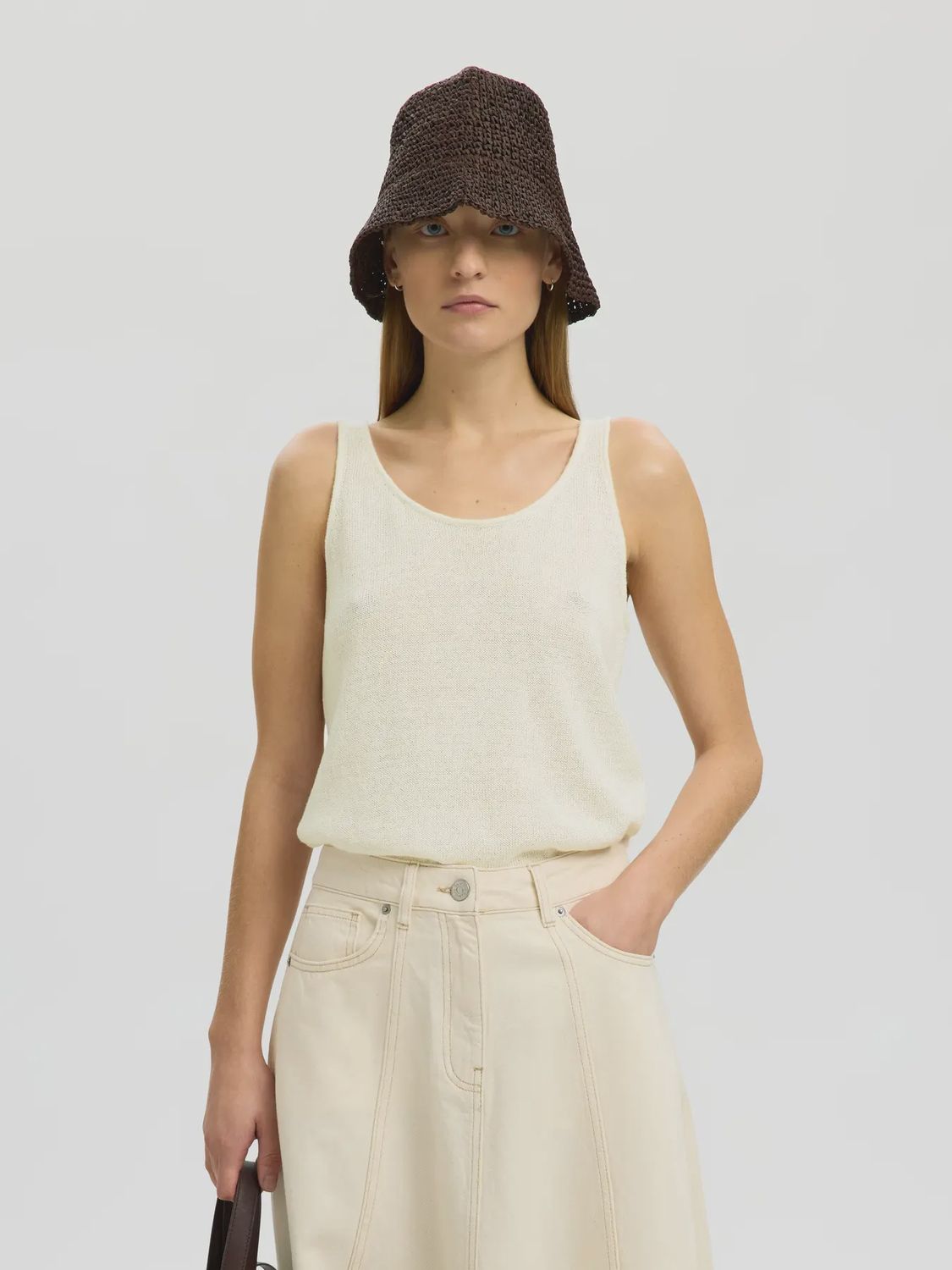 Knit Top U-Neck Mia Egret