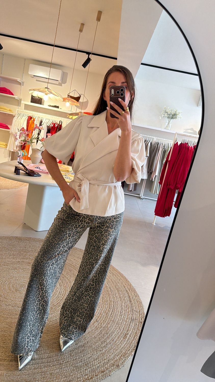 Leopard Wide Leg Jeans