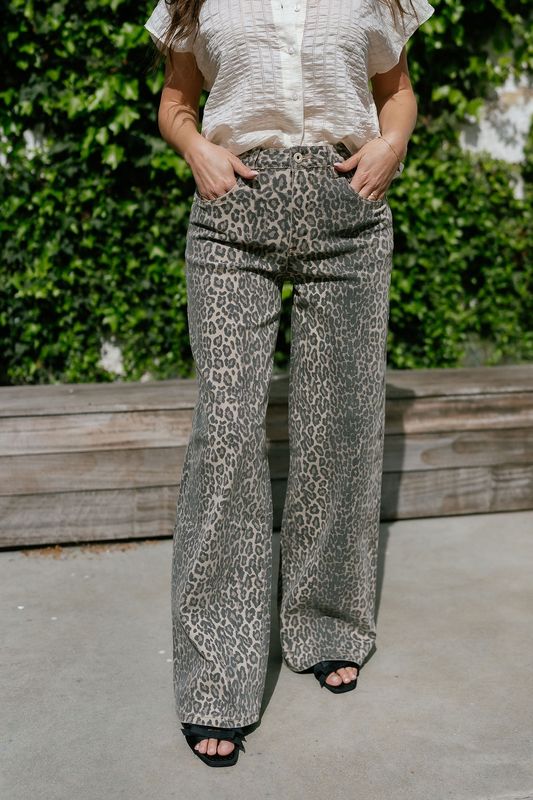Leopard Wide Leg Jeans
