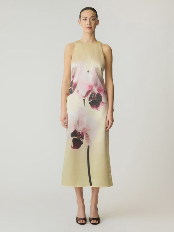 Long Satin Dress Orchida Anise Flower