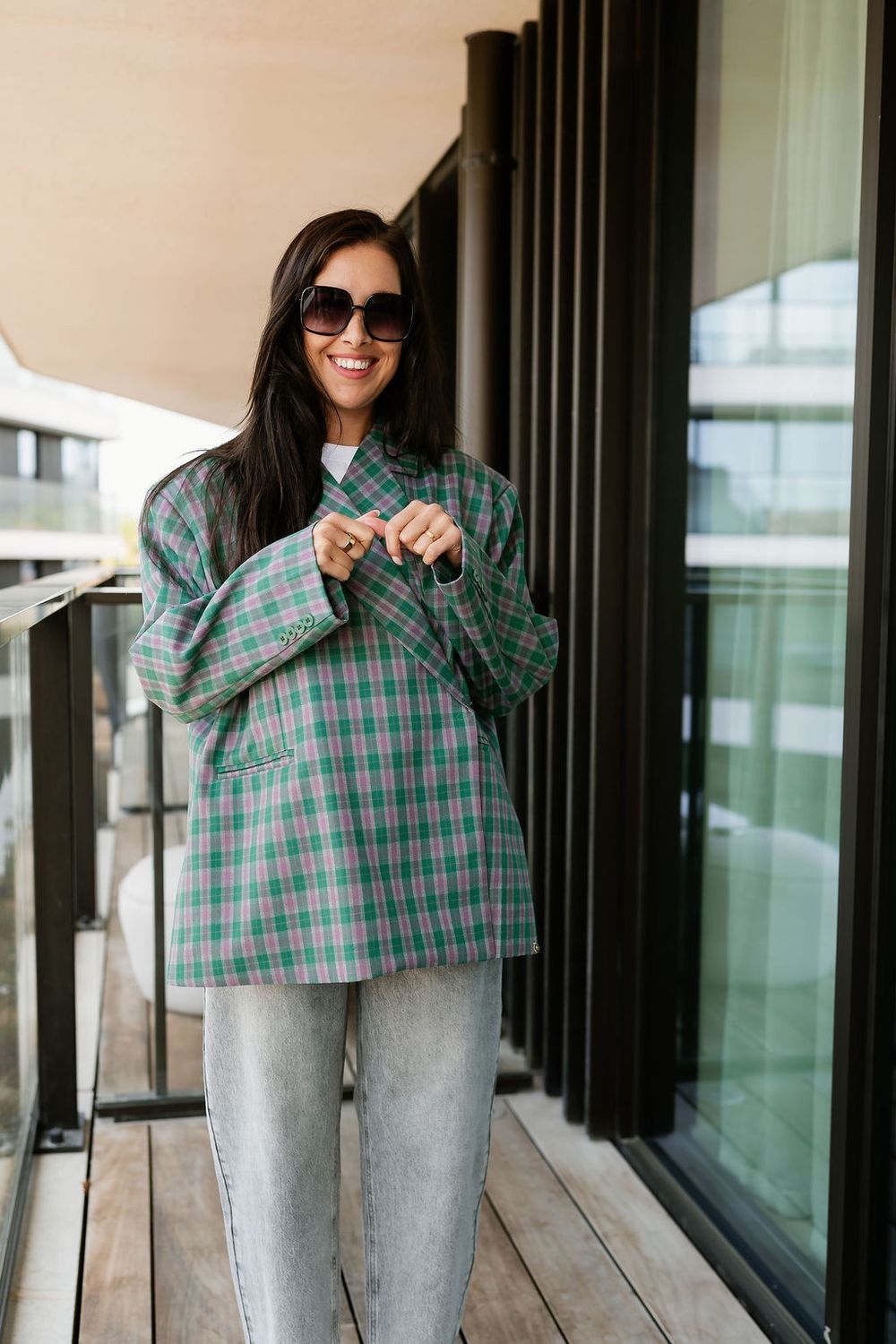 Oversized Blazer Manon Checkered Green